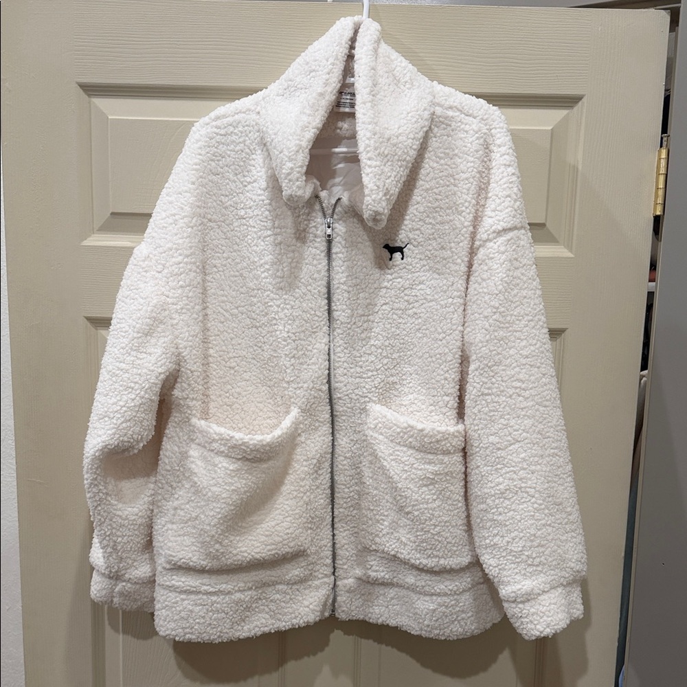 PINK Victoria's Secret Cream Puffer Jacket